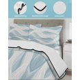 thumbnail image 4 of White Blue Ombre Stripe Twin Size Down Alternative Comforter, Lightweight Comforter Quilt Bedding Set with Pillow Shams Modern Abstract Moire Waves All Seasons Bed Comforter Duvet Insert 68"x86", 4 of 7