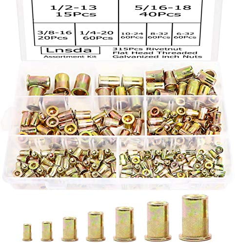 UNC Rivet Nuts Rivnut Assortment Kit Carbon Steel Flat Head Rivnut 1/2"-13,3/8"