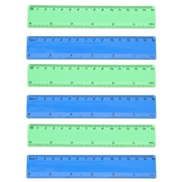 Regla de plástico práctica de 20 piezas de 0 a 15 cm, herramienta de medición para estudiantes, regla de dibujo, material escolar y de oficina (color aleatorio).
