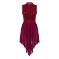 thumbnail image 3 of Kaerm Womens Sparkly Sequins Sleeveless Mock Neck See-through Mesh Hollow Back Flowy Leotard Dress Wine_Red L, 3 of 7
