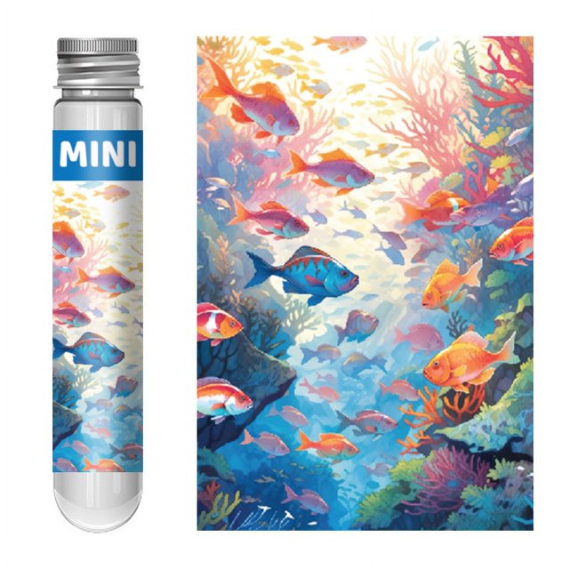 150 Mini rompecabezas de tubo de ensayo, rompecabezas de dibujos animados para adultos, juguetes para niños, Mini rompecabezas de tarjeta azul, ideal para rompecabezas planos