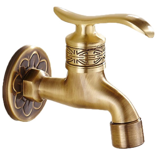 CHAO Grifo de jardín de latón montado en la pared para exteriores, grifo de fregona antiguo para baño y piscina