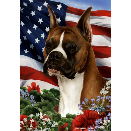 Boxer Fawn Cropped - Best of Breed Patriotic I Garden Flags
