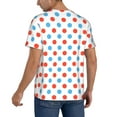 thumbnail image 2 of Fotbe Red Blue Polka Dots Baseball Jersey Shirt for Men and Women, Casual Short Sleeves Button Down T-Shirt-Small, 2 of 9