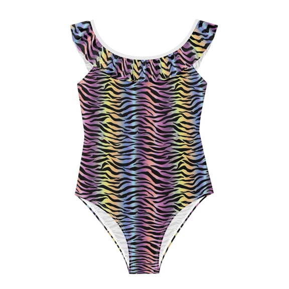 Ttyddzy Girls' One-Piece Bathing Suit, Palette Transition Printed Beach Swimwear 3-6Year