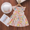 thumbnail image 2 of PEASKJP Baby and Toddler Girls Floral Printed Sleeveless Smocked Sun Dress Ruffle Dress Pink, Sizes 130, 2 of 2