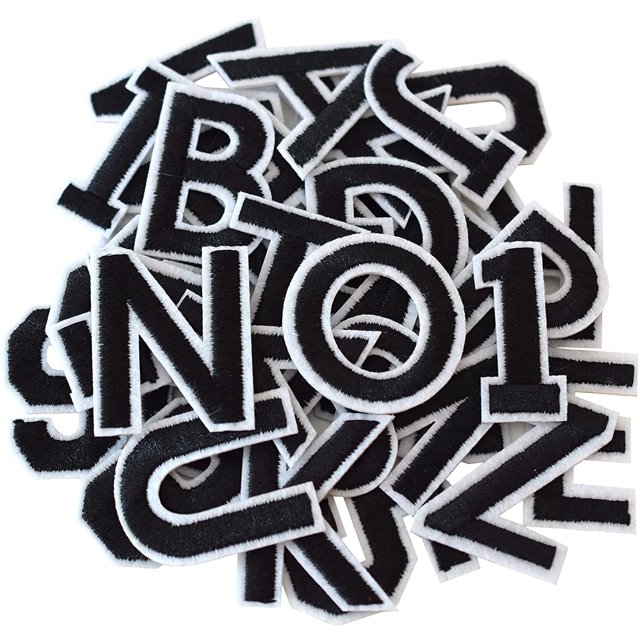 72 parches termoadhesivos con letras y números, parches del alfabeto con letras negras de la A a la Z, parches bordados, apliques de números del 0 al 9 para ropa, vestidos, sombreros, calcetines, vaqu