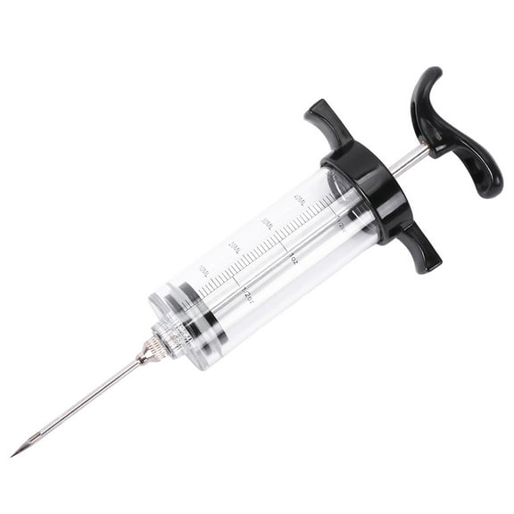 Meat Injector Syringe, 1-oz Plastic Marinade Injector Kit with 2 Stainless Steel Needles – BBQ, Turkey & Beef Injector for Juicy, Flavorful Meat, Black