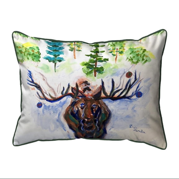 Betsy Drake Interiors Christmas Moose Small Indoor/Outdoor Pillow 11x14