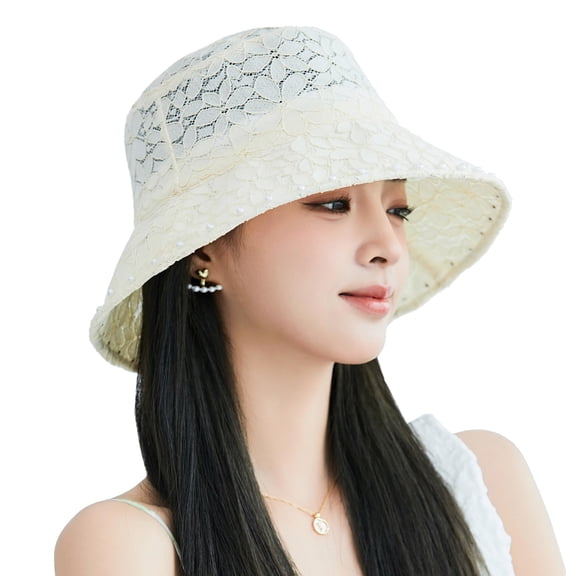 SHILINLANG Elegant Bucket Hats for Women Lace Sun Hats for Women French Fishing Hats Wide Brim Beach Hat Slouchy Summer Hat Vacation