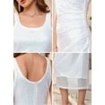 thumbnail image 5 of DARING DIVA Sequin Cocktail Sleeveless Backless Midi Bodycon Sparkly Dress 2XL White, 5 of 6