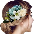 thumbnail image 2 of XASZHN Flower Hair Side Combs Slide Clips Floral Bows Hairpins Set Blue_003 One Size, 2 of 5