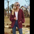 thumbnail image 4 of Sudadera con Capucha y Cremallera para Mujer, de Larga, Informal, de Gran Tamaño, con Bolsillos. Vino Tinto S, 4 of 10