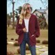 thumbnail image 4 of Sudadera con Capucha y Cremallera para Mujer, de Larga, Informal, de Gran Tamaño, con Bolsillos. Vino Tinto S, 4 of 10