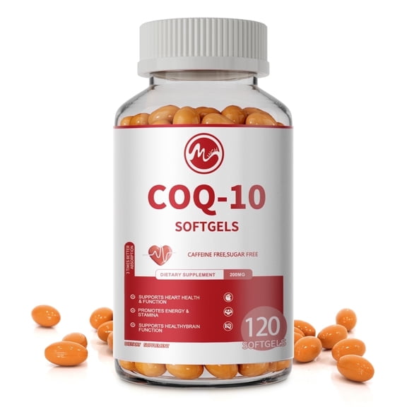 COQ10 Capsule 200mg, Coenzyme Q10 Supplement, Support Antioxidant Cardiovascular & Heart - 120 Vegetarian Capsule