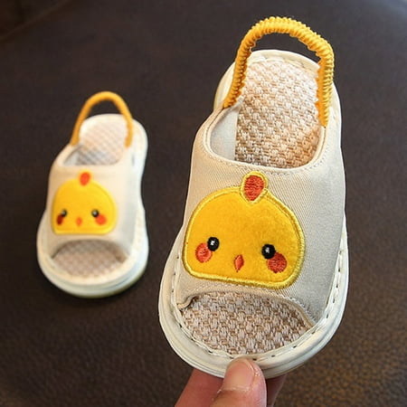 

nsendm Children Slippers Children Linen Slippers Indoor Home Cotton And Linen Soft Sole Slippers Easter Sandals for Girls Khaki 5.5 Years