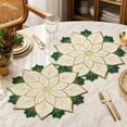 thumbnail image 5 of 2 Piece Poinsettia Placemats, Embroidered Christmas Table Mats, 14 Inch Flower Shaped Dining Accents for Dinner Parties Buffets and Holiday Centerpieces, Red or White Set, 5 of 7