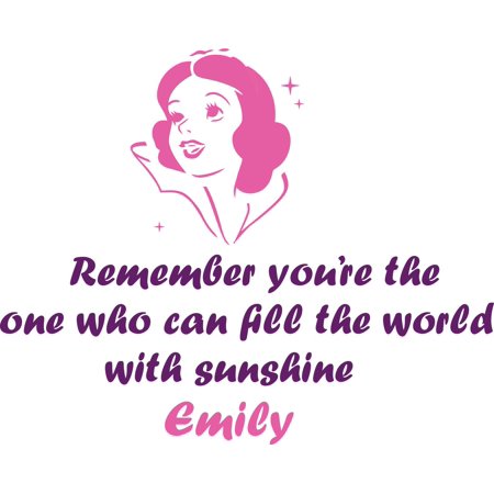 Personalized Name Vinyl Decal Sticker Custom Initial Wall Art Personalization Decor Snow White Princess Cartoon Remember You're the One Quote Girls Bedroom