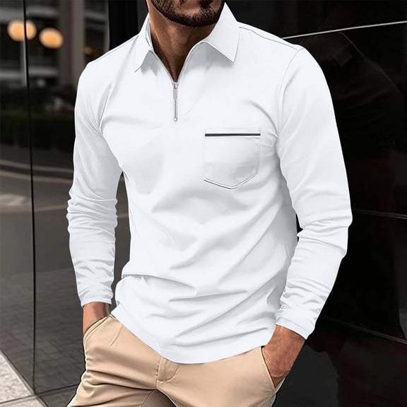 kakina CMSX Mens Casual Long Sleeve Shirt Quarter Zip Polo Business Slim Long Sleeve Stretch Lightweight Shirt Tops with Pocket