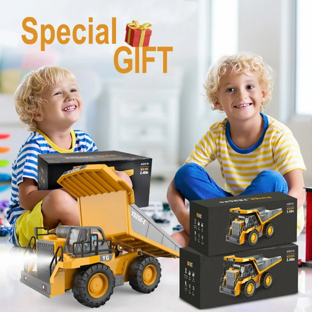 1047 Children 2.4G ，9CH Remote Control Model Car Toys Dump Truck Vehicle Christmas Birthday Gifts，1 Battery