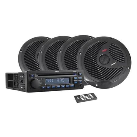 Pyle PLCD4MRKT Marine Waterproof 4-Speaker CD/USB/MP3/Combo with Stereo Cover