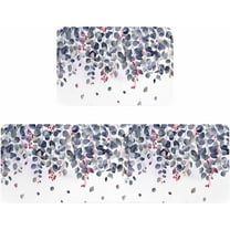 Kitchen Rugs and Mats,Eucalyptus Fruit Watercolor Leaves 2 Piece Anti Fatigue Area Runner Rug Set Comfort Standing Floor Mat,Country Pastoral Plant Non Slip Absorbent Doormats for Laundry/Bathroom