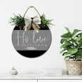 thumbnail image 4 of Eveokoki His Love Sign Farmhouse Wood Sign Front Porch Decor Rustic Wooden Sign Wall Decor Hanging Wooden Decorations with Bow-Knot for Home Porch Wall Door, 12 x 12 Inch, 4 of 5