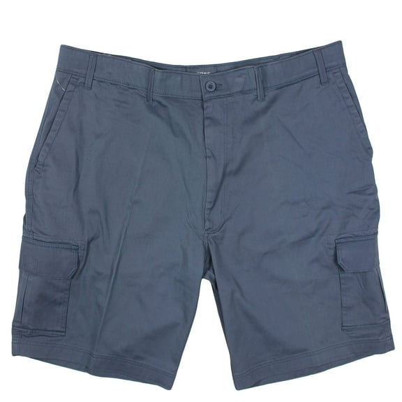 Roundtree & Yorke Men's Big and Tall Cargo Shorts 9" and 11" Inseam Soft Stretch Cotton Twill (Vintage Indigo 326 Button, 44 x 11 Tall)