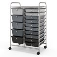thumbnail image 7 of 15 Drawer Rolling Storage Cart, Drawer Organizer with Wheels, Scrapbook Paper Office School Organizer,Black & Gray, 7 of 7