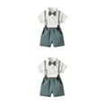 thumbnail image 2 of Qarigey Camisa de manga corta de verano para niños, conjunto de pantalones, fiesta, banquete, boda, pajarita para niños, ropa, pantalones Type8 NO8, 2 of 6