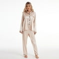thumbnail image 6 of Fjuchai Womens Silk Satin Pajamas Pj Sets Long Sleeve Button Down Sleepwear Set Two Piece Sleep Set with Pockets S-XL, 6 of 8