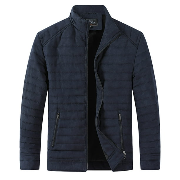 Gibobby Abrigos de invierno para hombre Chamarra de abrigo de otono e invierno para hombre Chamarras con cremallera de Color solido Chamarra de manga larga Azul oscuro G Walmart en linea