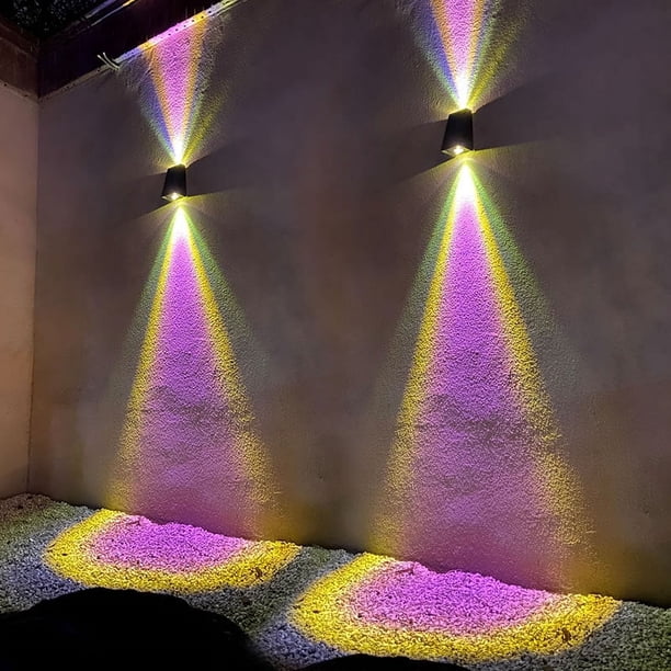 Lámpara de pared solar LED para exteriores, simple, de doble cabezal, para pared exterior, impermeable, para patio, con foco luminoso de arriba y abajo