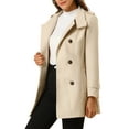 thumbnail image 5 of INSPIRE CHIC Women's Stand Collar Double Breasted Mid Length Winter Trenchcoat XS Beige, 5 of 8