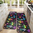 thumbnail image 4 of Kitchen Rugs Sets Of 2,Colorful Mushroom Star Black Pattern Anti Fatigue Kitchen Mat Rugs Non Slip Washable,Decorative Kitchen Floor Mats for Kitchen,Sink,Laundry,17"x47"+17"x47", 4 of 5