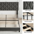 thumbnail image 4 of Cadre de Lit Très Grand avec Tête de Lit Rembourrée Capitonnée Ajustable, Base de Matelas Plateforme Robuste avec Lattes en Bois, 4 of 6