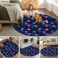 thumbnail image 6 of Dream Jellyfish Round Living Room Rugs 3.3 ft, Ocean Deep Sea Starry Sky Abstract Washable Area Rug with Non-Slip Sturdy Edge Binding Round Front Door Mat Floor Carpet for Entryway, 6 of 9