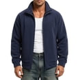 thumbnail image 2 of BRGZLK Men's Fleece Jacket Stand Collar Full Zip Long Sleeve Baggy Plus Size Warm Coat with Pockets Fall Winter Fashion Coats 2026 Dark Blue XL, 2 of 4