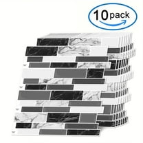 DEWOO Peel and Stick Tile Backsplash, 3D Marble Self Adhesive Wall Stickers, Heat Resistant, Waterproof, Kitchen Backsplash, Pack of 10