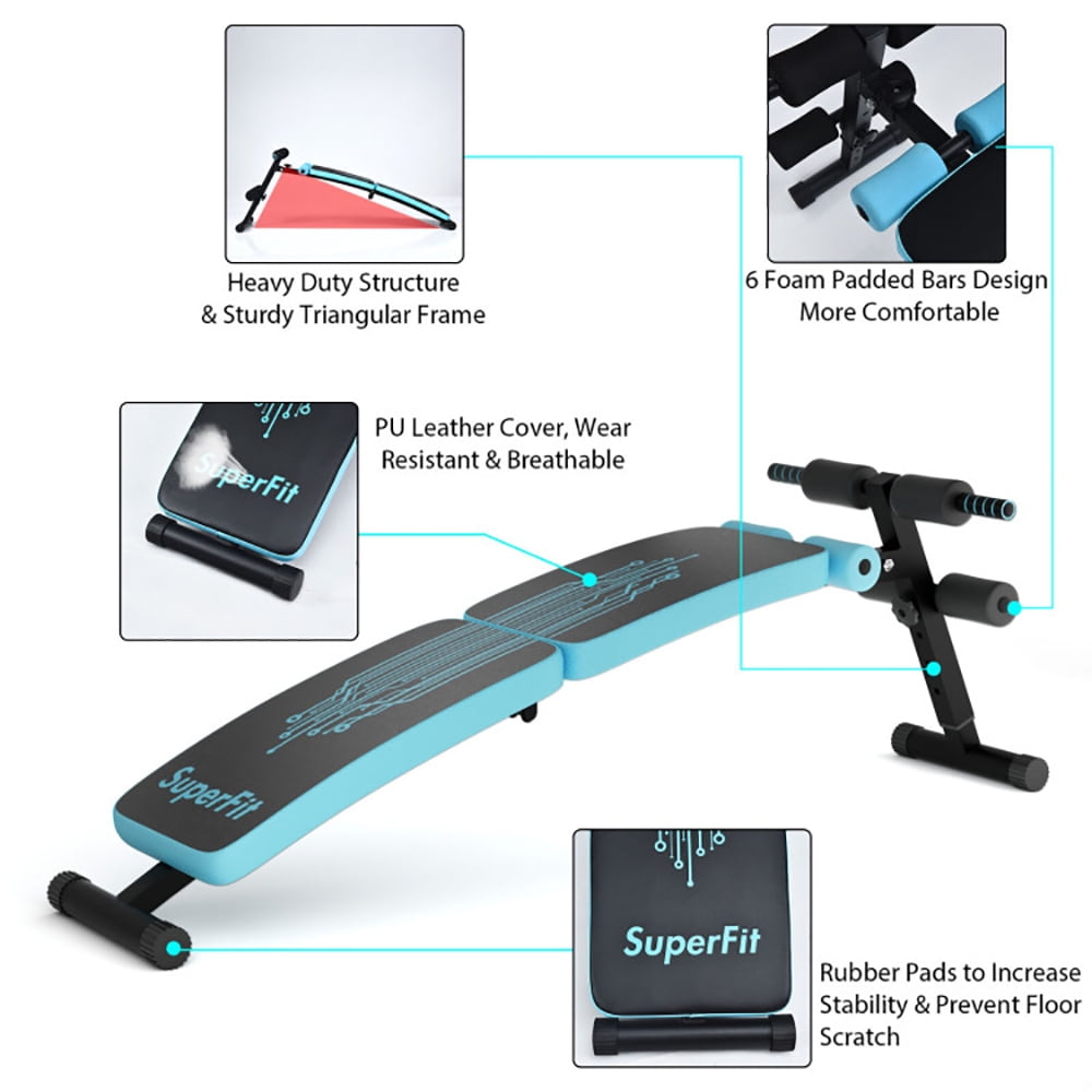 YYAo Adjustable Weight Bench,Workout Bench Press, Exercise Training Bench,Abdominal Twister Trainer with Adjustable Height Exercise Bench-Blue