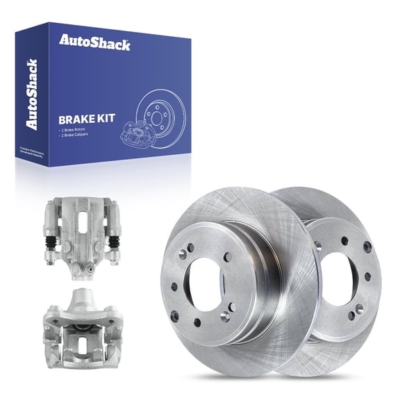 AutoShack Rear Solid Brake Rotors   Calipers 4-PC Brake Kit Replacement for 2015-2019 Hyundai Sonata 2016-2020 Kia Optima 11.18" (284 mm)