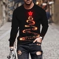 thumbnail image 2 of UVEASISHA Men's Christmas Long Sleeve Tshirt Big And Tall Slim Fit Xmas Graphic Tees Novelty Xmas Tree Print Crewnck Tops Fashion Hipster T-shirts Black M, 2 of 6