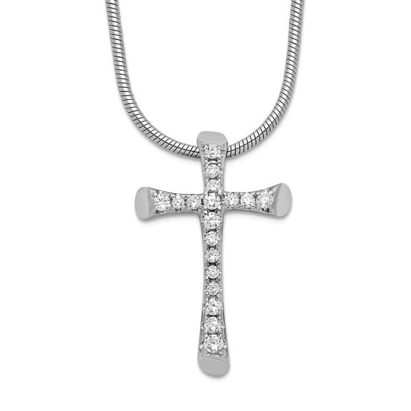 925 Sterling Silver Lobster Claw Closure and Cubic Zirconia Brilliant Embers Religious Faith Cross Necklace 18 Inch Pend