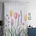 thumbnail image 5 of Colorful Spring Floral Semi Sheer Curtains Drapes for Living Room, Bedroom, French Doors Window 72 Inches Long, Farmhouse Summer Flowers Rod Pocket Chiffon Curtain Drapery Voile Draperies Panel, 5 of 6
