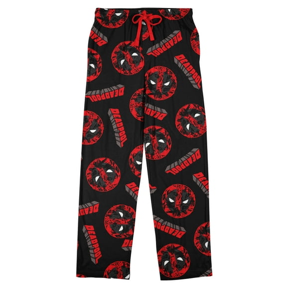 Deadpool Repeat Name & Logo Men's Black Sleep Pajama Pants-Medium