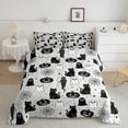 thumbnail image 2 of Feelyou Cartoon Ghost Cat Full Size Comforter Sets, Happy Halloween Pumpkin Bedding Comforter Set, Black Reversible, 3 Pieces, 1 Comforter and 2 Pillowcases, 2 of 7