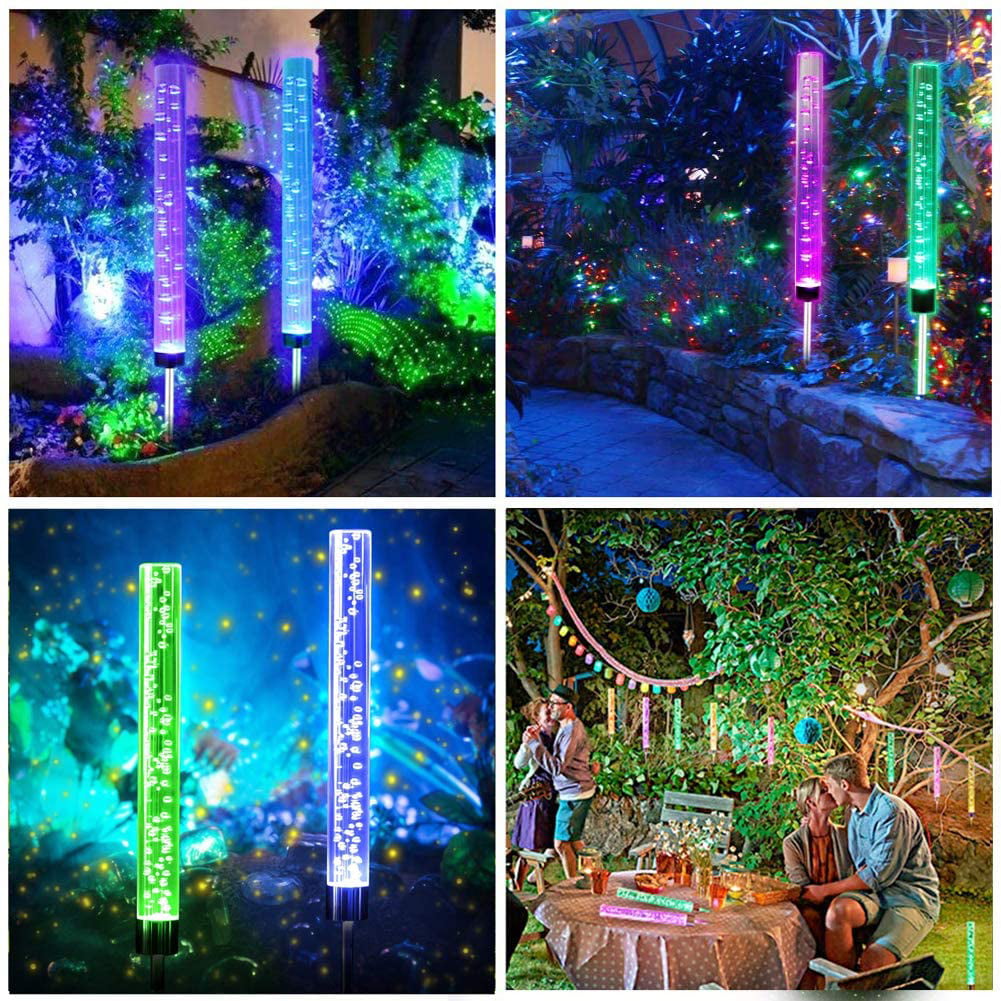 6PCS Solar Powered Bubble Stake LED Lights Patio Multi Colour Changing Christmas 