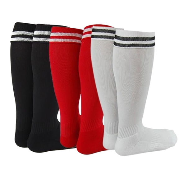 Lian LifeStyle Exceptional Girl's 3 Pair's Knee High Sports Socks for Soccer, Softball, Baseball, and Many Other Sports XL002 Size L, Color Black, Red, White
