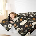 thumbnail image 3 of Feelyou Cute Halloween Ghost Queen Comforter Set, Boho Flower Daisy Comforter Sets Queen, Black Reversible, 3pcs, 1 Comforter and 2 Pillowcases, 3 of 7