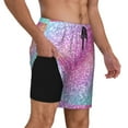 thumbnail image 3 of Balery Fun Rainbow Pink Mens Swim Trunks Swim Shorts for Men Quick Dry Inseam Beach Shorts with Compression Liner Pocket-Small, 3 of 9